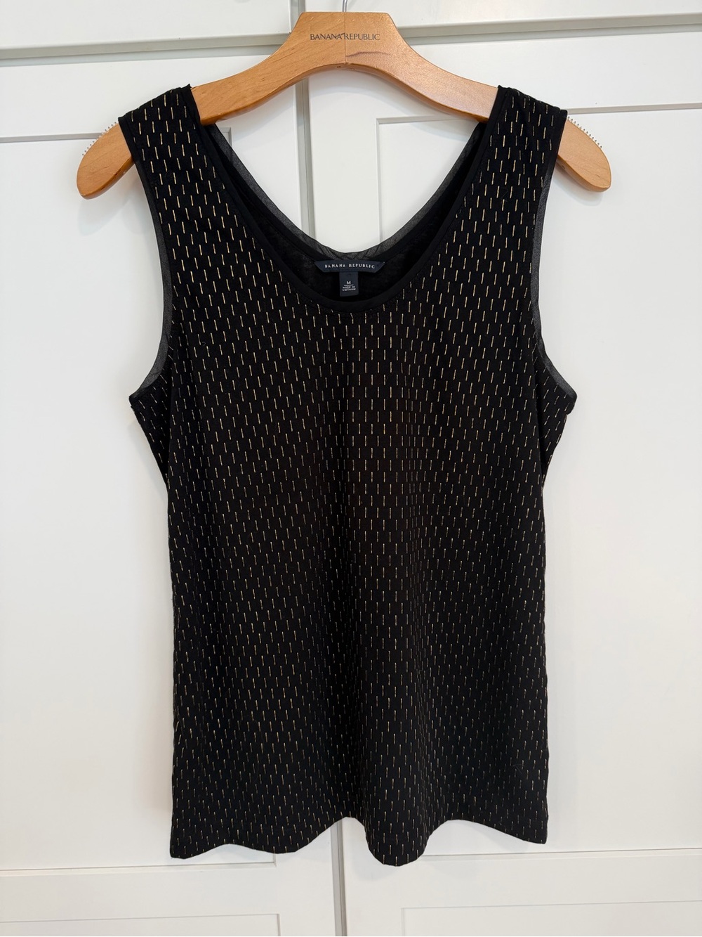 Banana Republic Black Tank Top with Gold Stitching